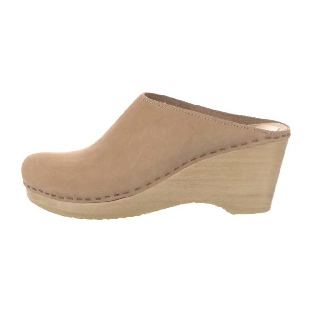 No.6 'New School Clog' on Wedge in Bone | Suede Clog Mules | EU 41